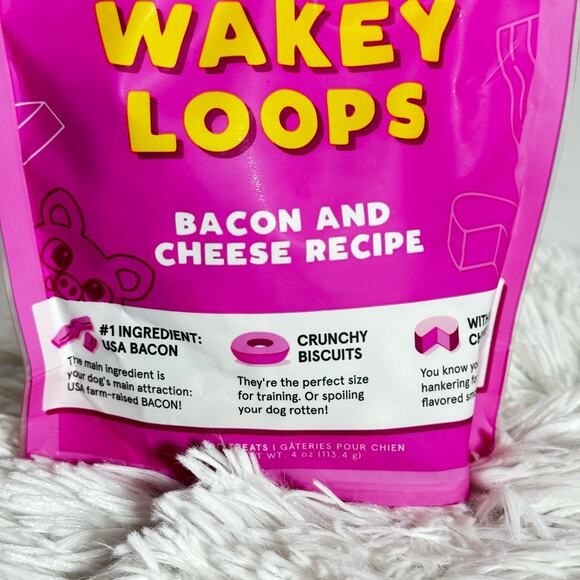 BARK Dog Treats Wakey Loops Bacon and Cheese NWT 4oz - Picture 3 of 3